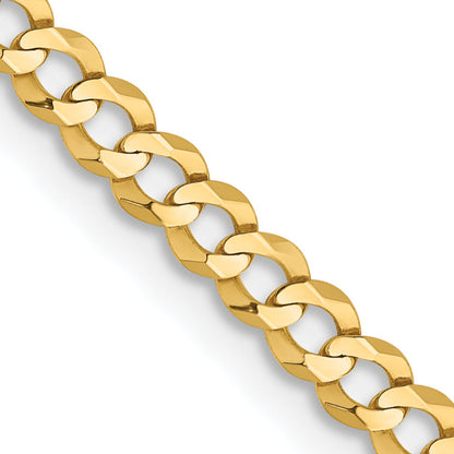 16 Inch 10K Yellow Gold 10K 3.1mm Lightweight Flat Cuban Chain Necklace