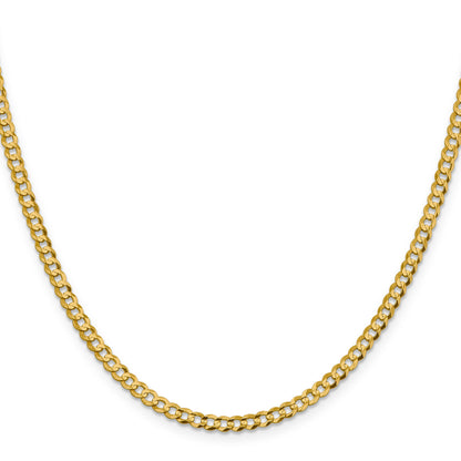 16 Inch 10K Yellow Gold 10K 3.7mm Lightweight Flat Cuban Chain Necklace
