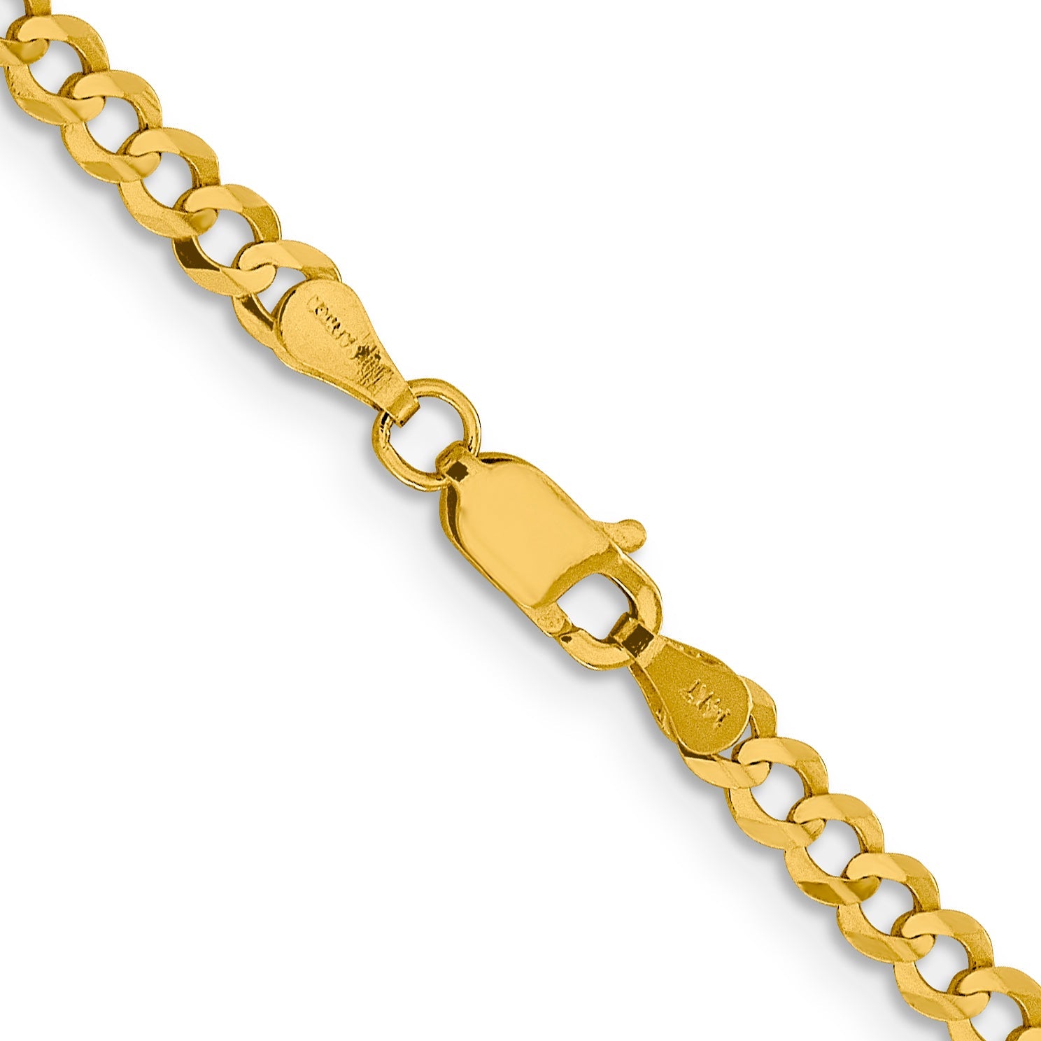 16 Inch 10K Yellow Gold 10K 3.7mm Lightweight Flat Cuban Chain Necklace