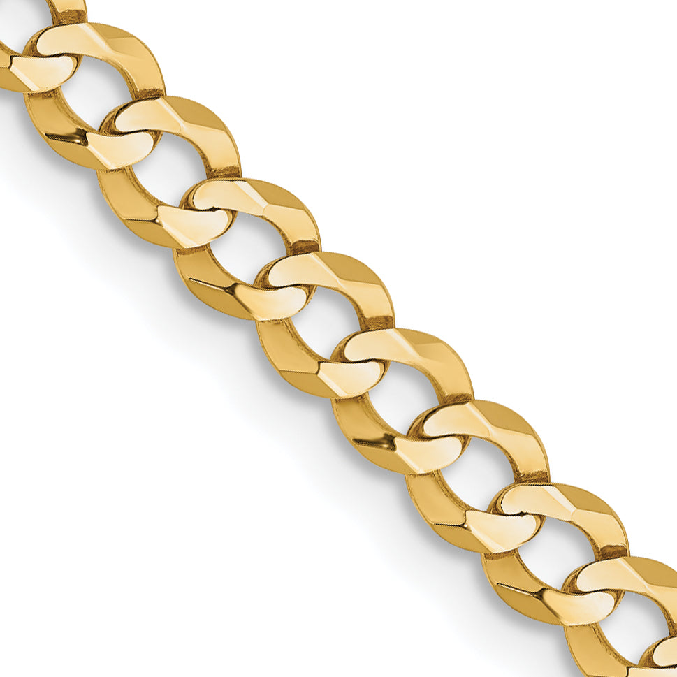 16 Inch 10K Yellow Gold 10K 3.7mm Lightweight Flat Cuban Chain Necklace