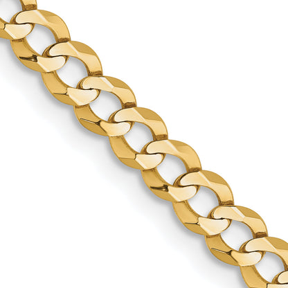 18 Inch 10K Yellow Gold 10K 3.7mm Lightweight Flat Cuban Chain Necklace