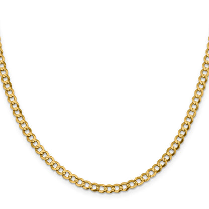 22 Inch 10K Yellow Gold 10K 4.7mm Lightweight Flat Cuban Chain Necklace