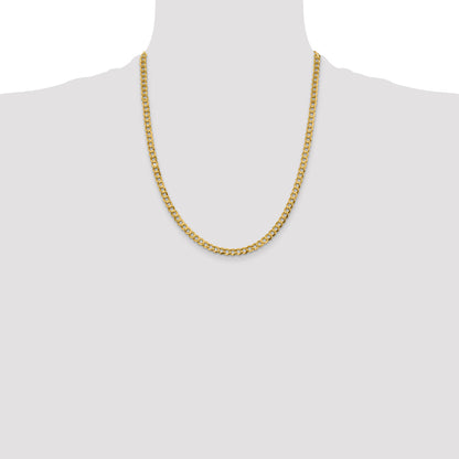 22 Inch 10K Yellow Gold 10K 4.7mm Lightweight Flat Cuban Chain Necklace