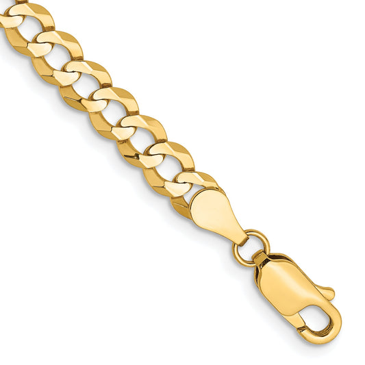 9 Inch 10K Yellow Gold 10K 4.7mm Lightweight Flat Cuban Chain Bracelet