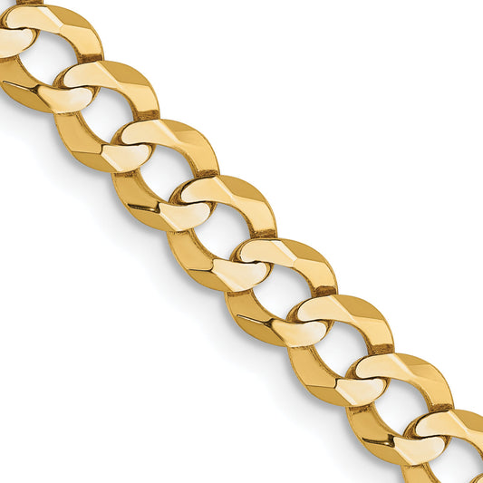 2 Inch 10K Yellow Gold 10K 4.7mm Lightweight Flat Cuban Chain Necklace