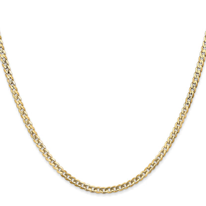 26 Inch 10K Yellow Gold 10K 3mm Open Concave Curb Chain Necklace