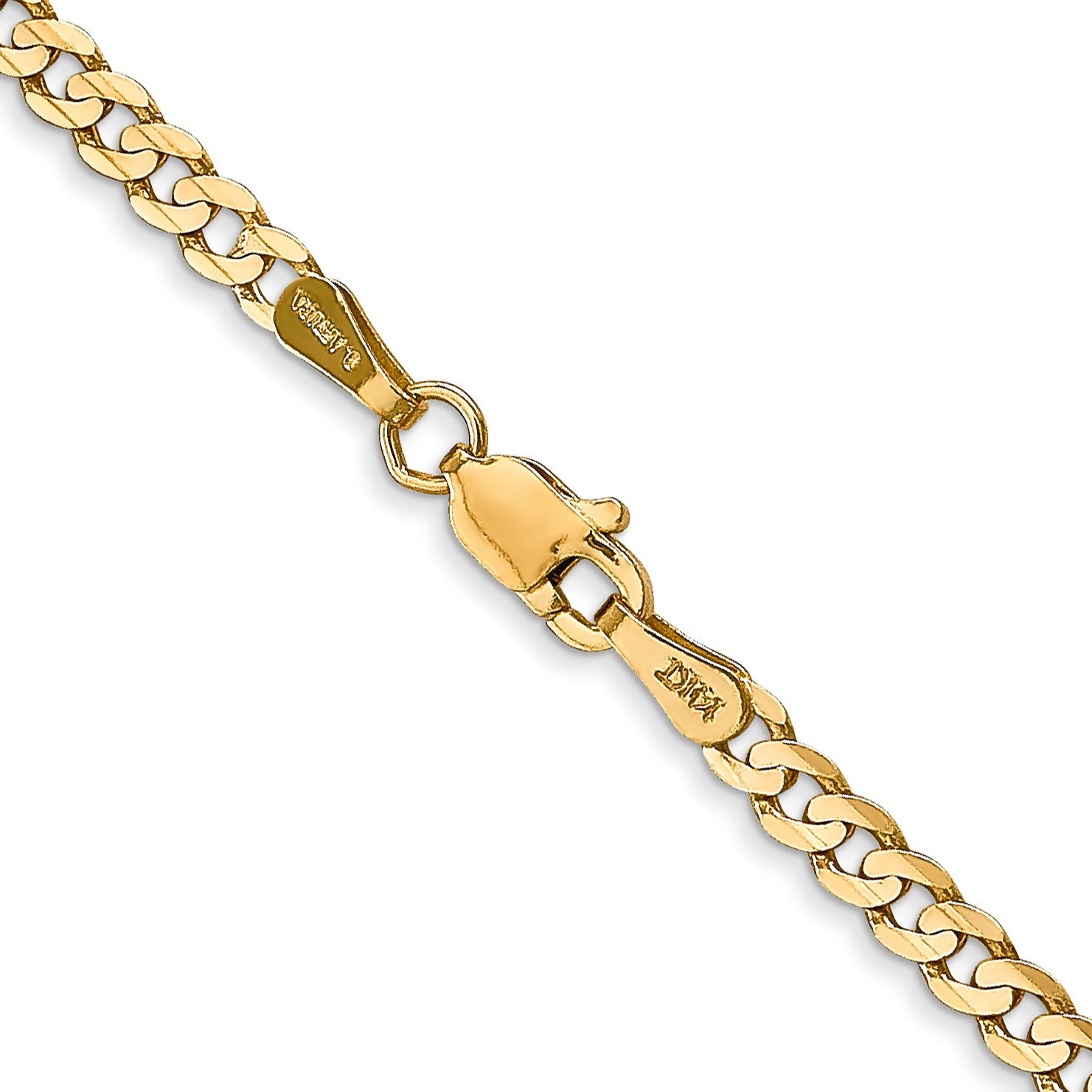 26 Inch 10K Yellow Gold 10K 3mm Open Concave Curb Chain Necklace