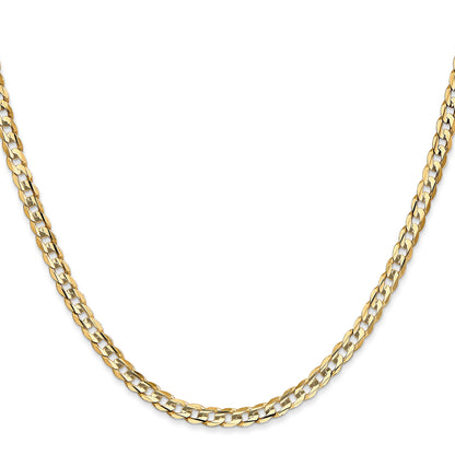 22 Inch 10K Yellow Gold 10K 3.8mm Open Concave Curb Chain Necklace