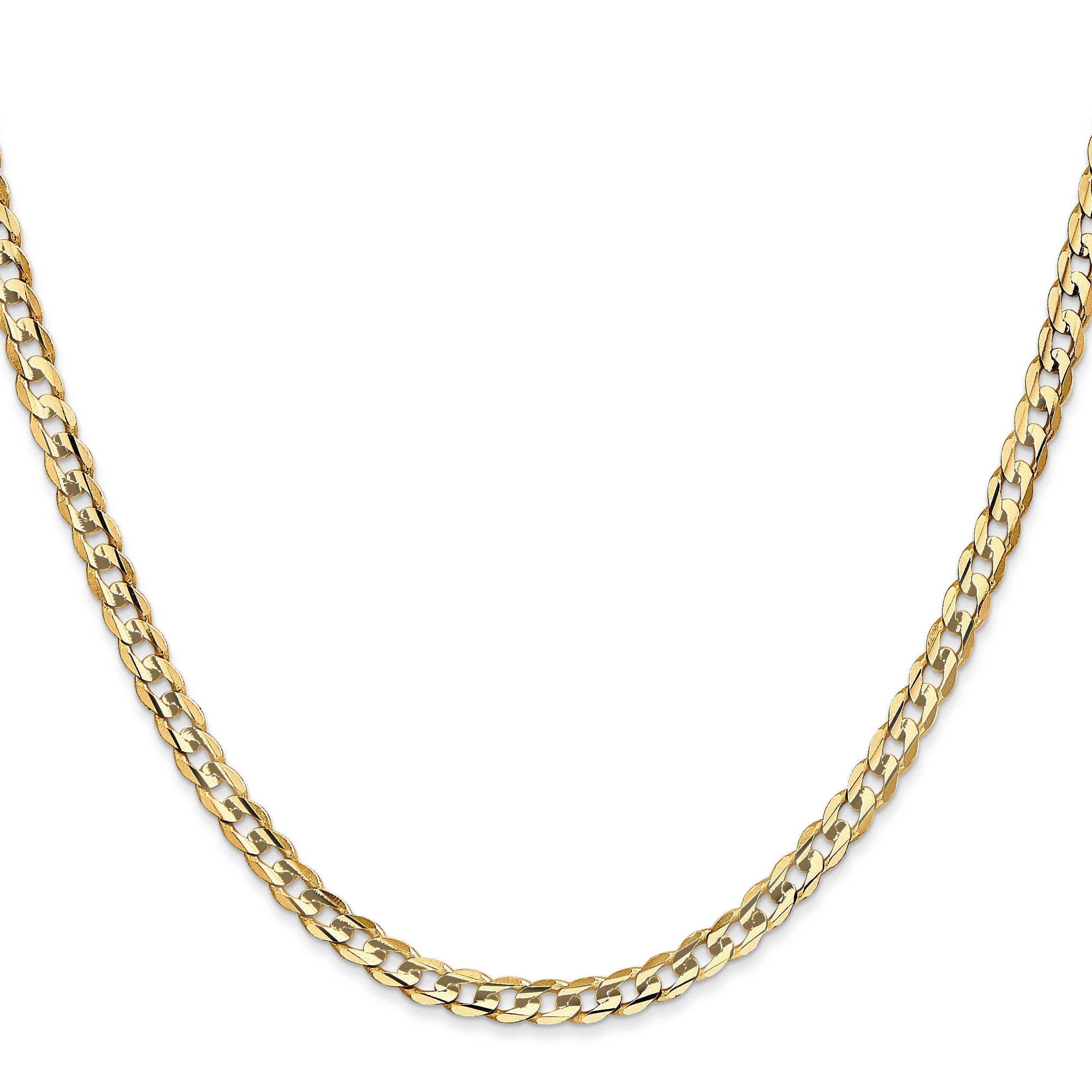 16 Inch 10K Yellow Gold 10K 3.8mm Open Concave Curb Chain Necklace