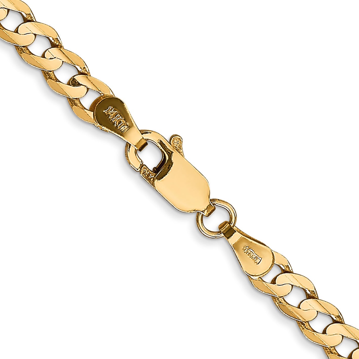 16 Inch 10K Yellow Gold 10K 3.8mm Open Concave Curb Chain Necklace