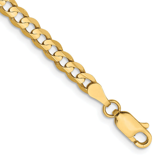 8 Inch 10K Yellow Gold 10K 3.8mm Open Concave Curb Chain Bracelet