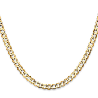 24 Inch 10K Yellow Gold 10K 4.5mm Open Concave Curb Chain Necklace