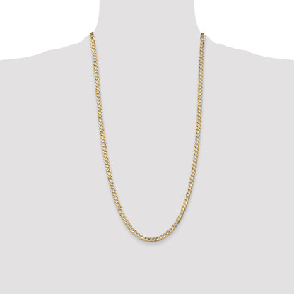 28 Inch 10K Yellow Gold 10K 4.5mm Open Concave Curb Chain Necklace