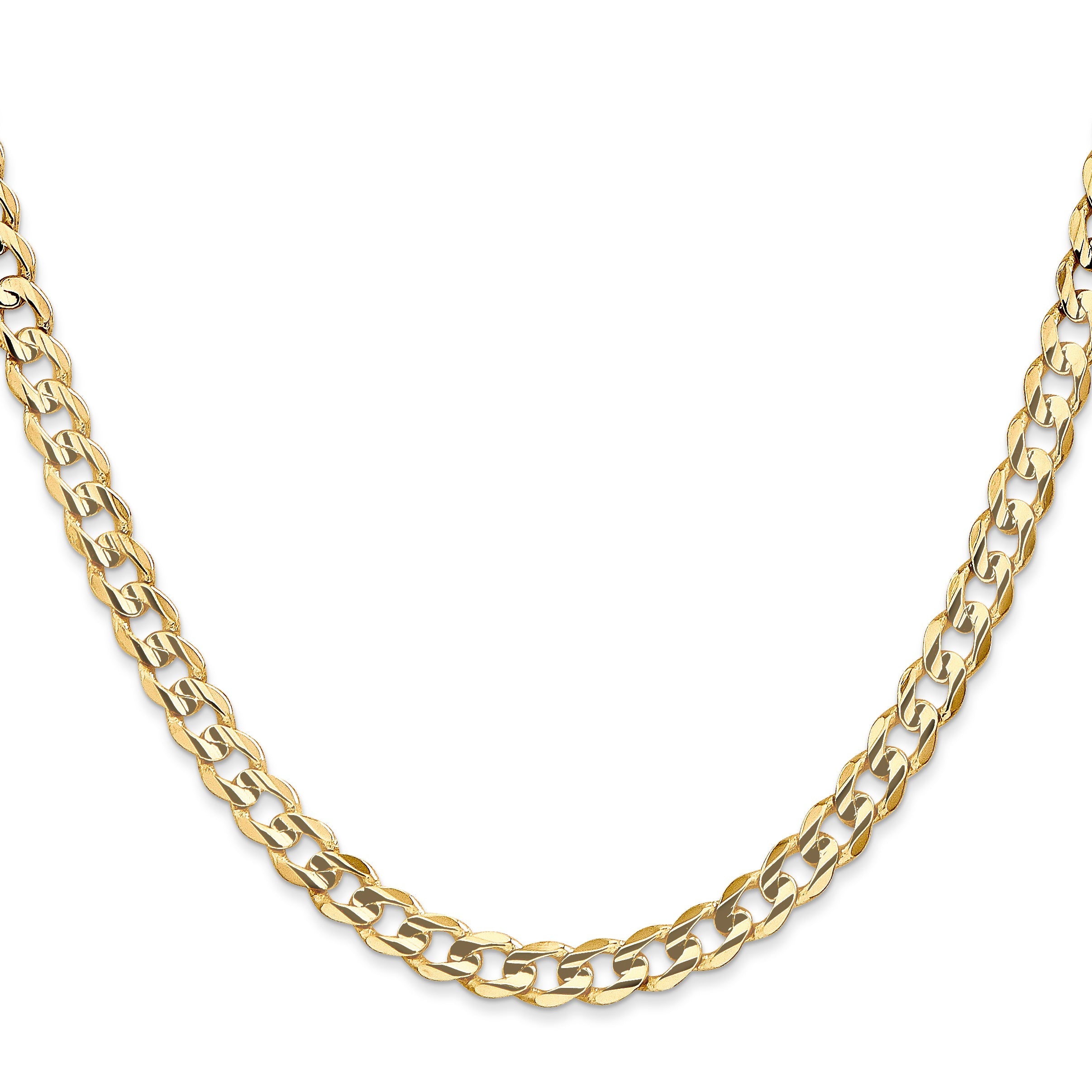 26 Inch 10K Yellow Gold 10K 5.25mm Open Concave Curb Chain Necklace