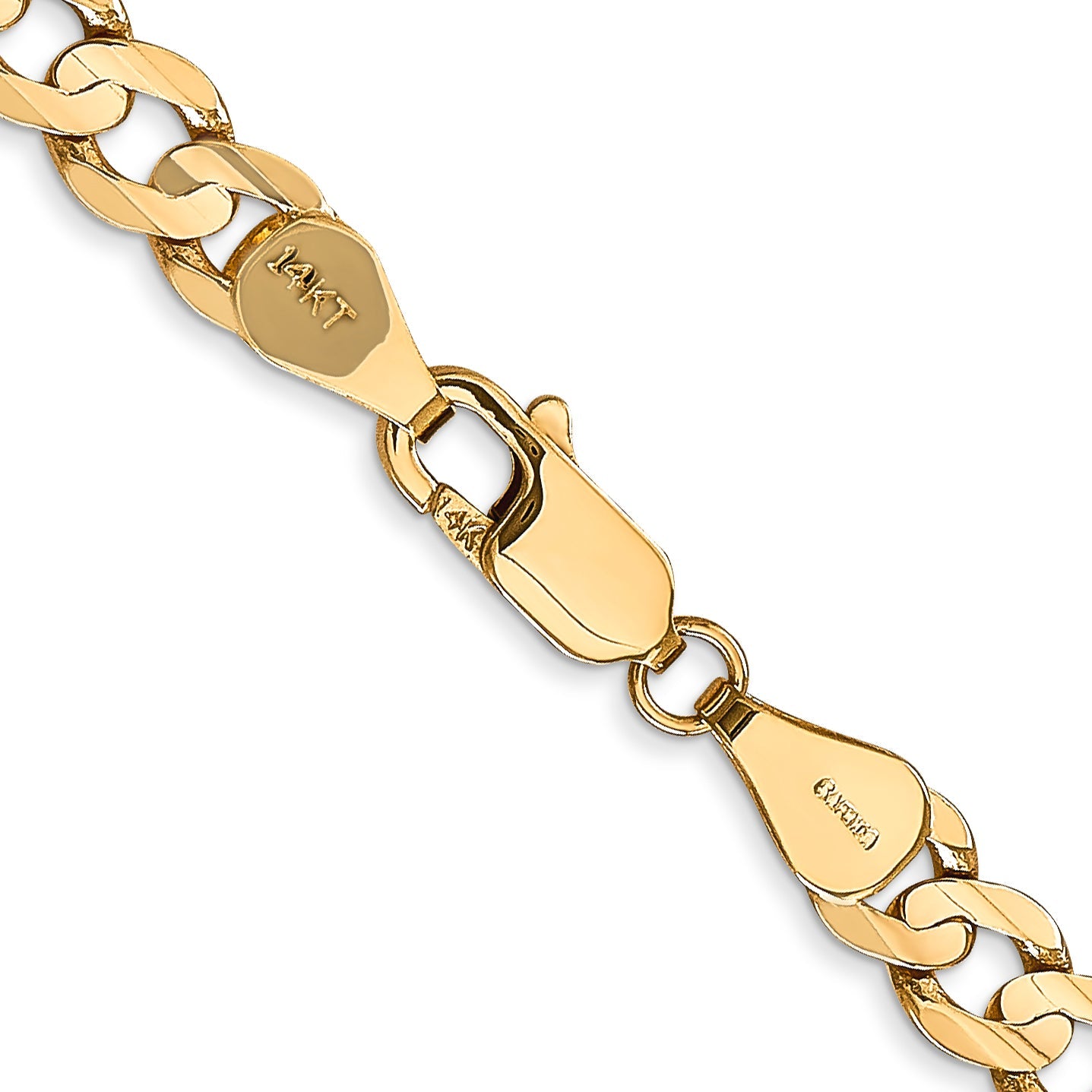 28 Inch 10K Yellow Gold 10K 5.25mm Open Concave Curb Chain Necklace
