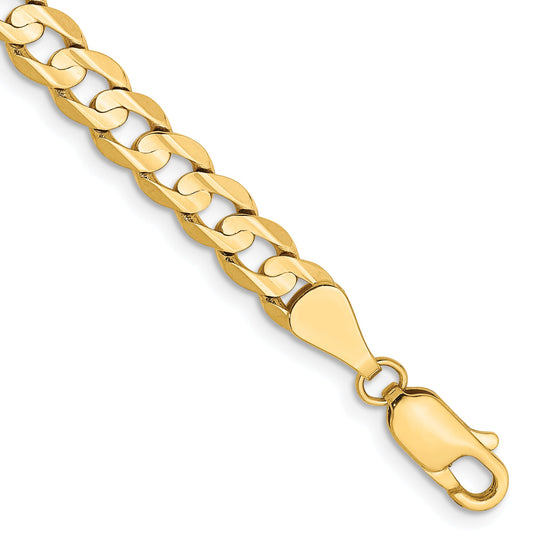 8 Inch 10K Yellow Gold 10K 5.25mm Open Concave Curb Chain Bracelet