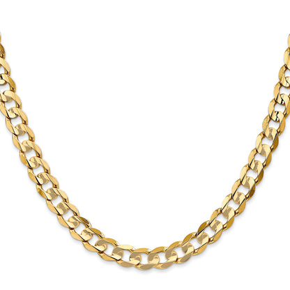 26 Inch 10K Yellow Gold 10K 6.75mm Open Concave Curb Chain Necklace