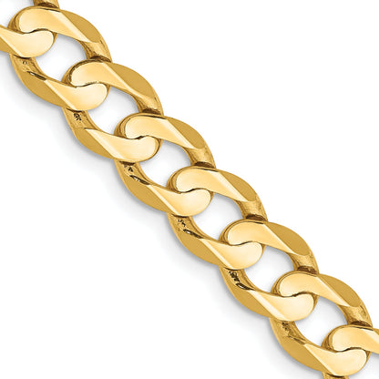 26 Inch 10K Yellow Gold 10K 6.75mm Open Concave Curb Chain Necklace