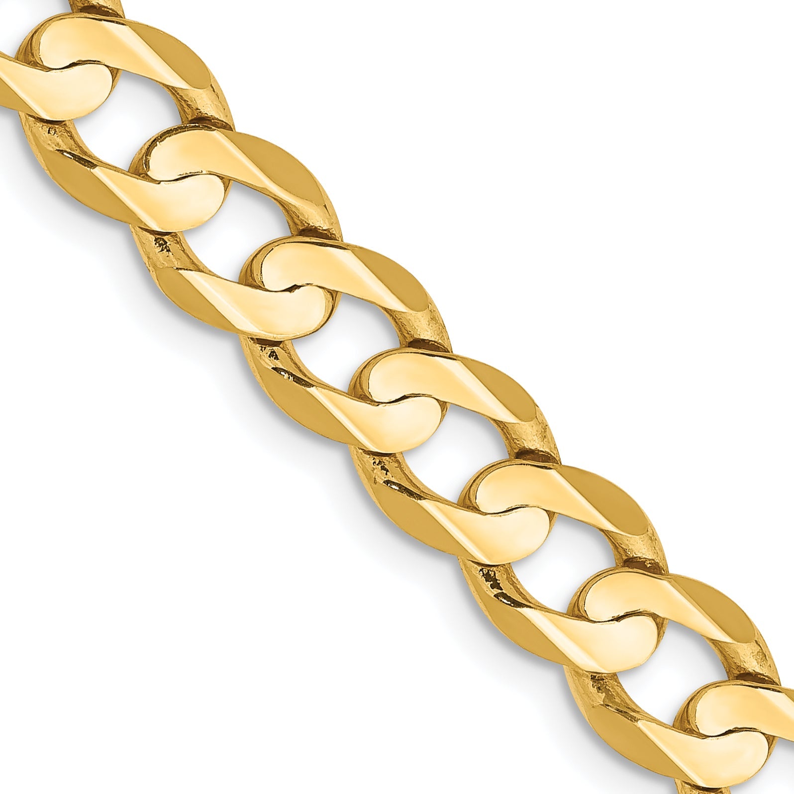 28 Inch 10K Yellow Gold 10K 6.75mm Open Concave Curb Chain Necklace