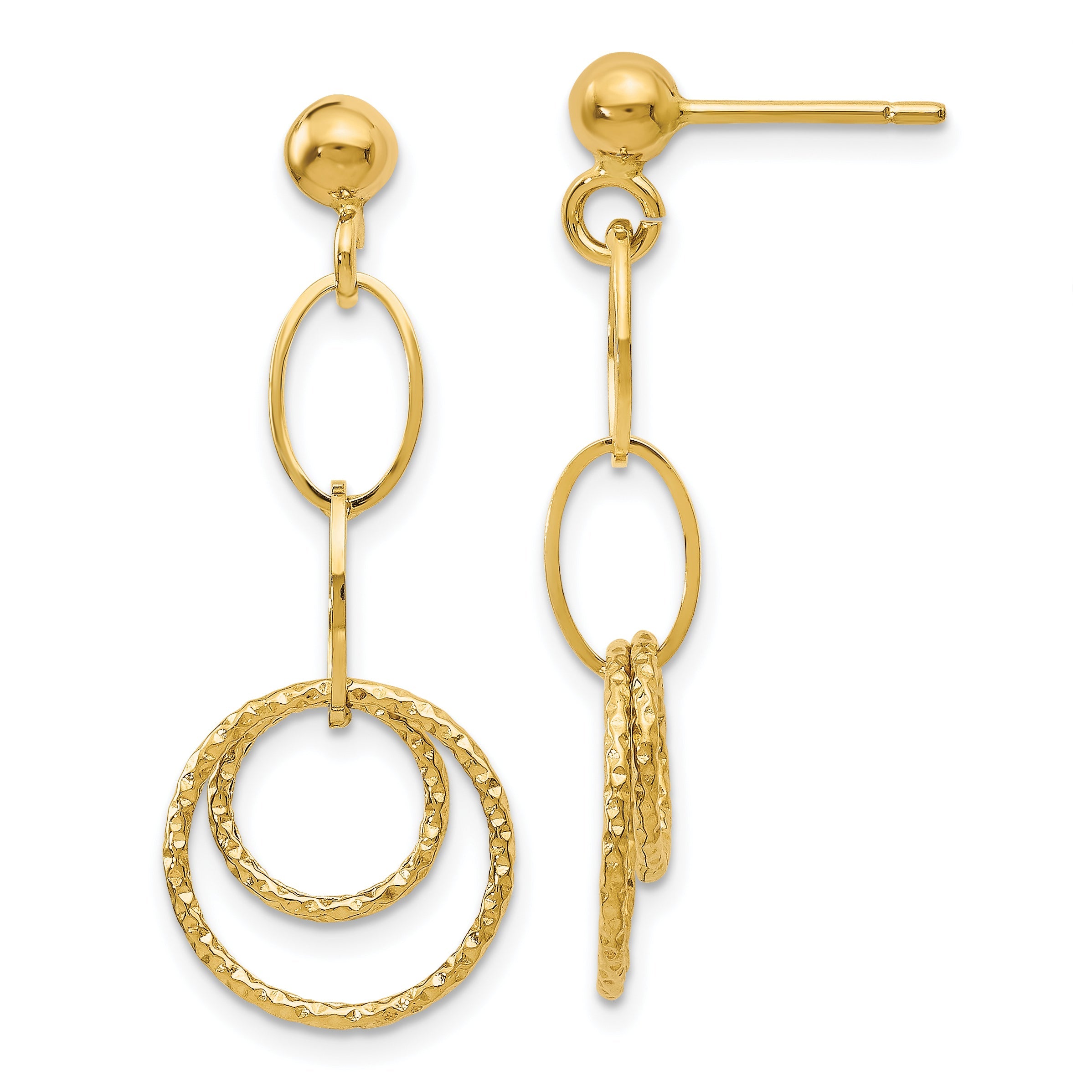 10K Yellow Gold Post Dangle Earrings