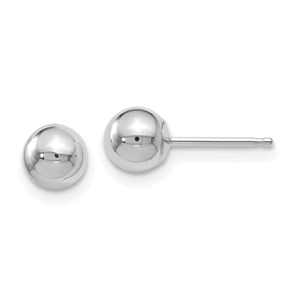 10K White Gold Polished Ball Post Earrings