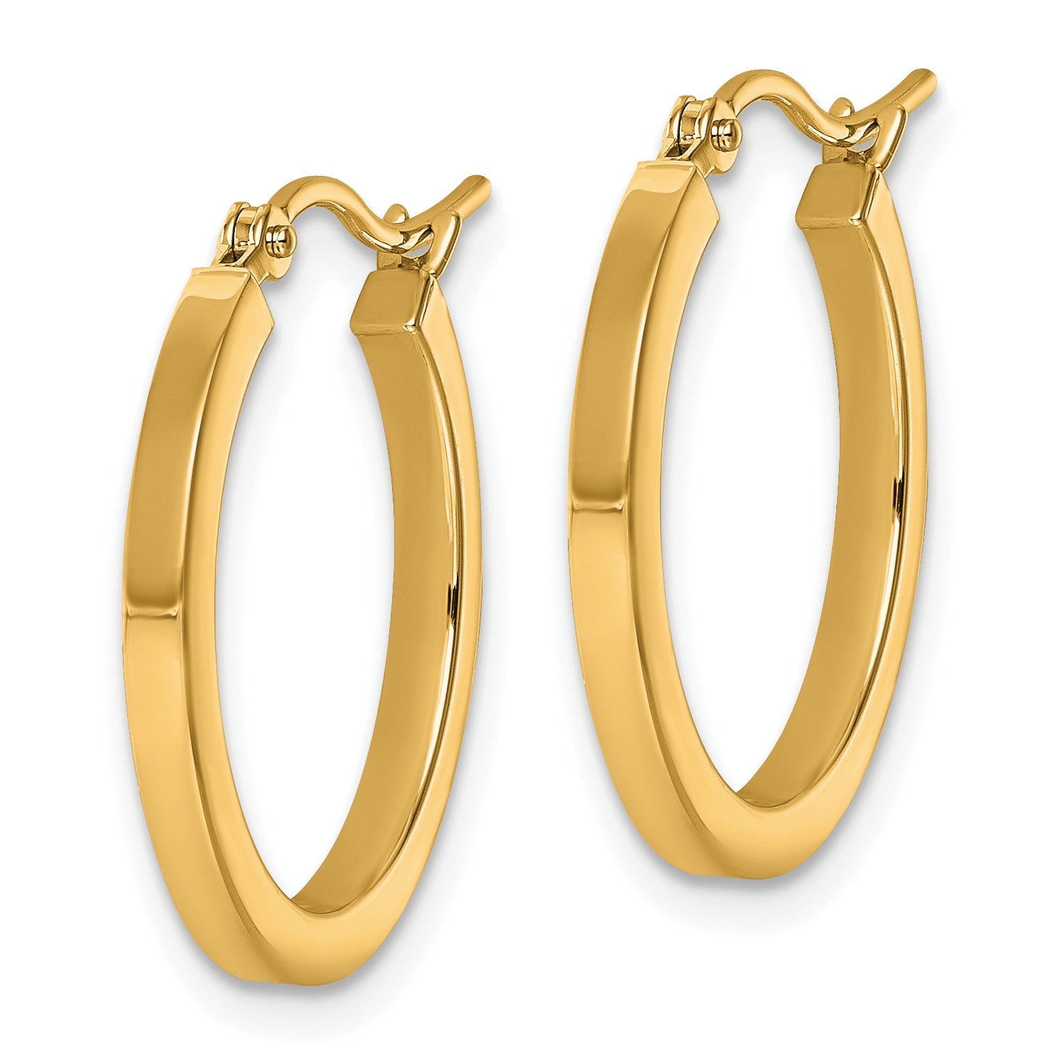 10K Yellow Gold 2mm Square Tube Hoop Earrings