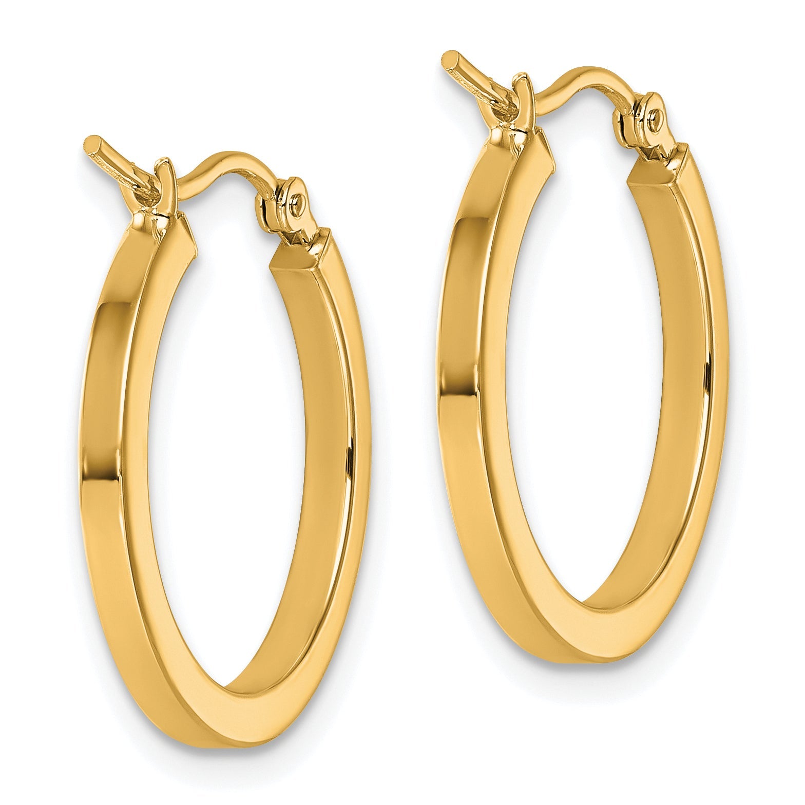 10K Yellow Gold 2mm Square Tube Hoop Earrings