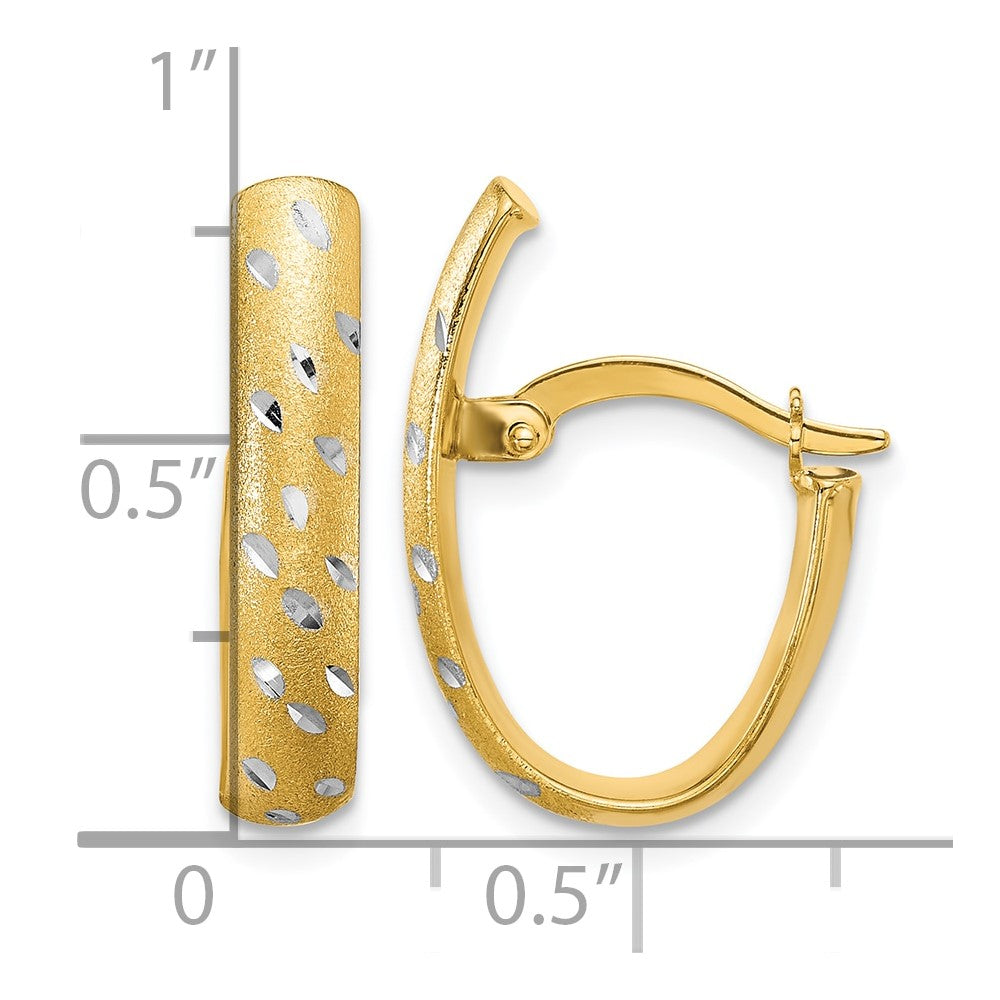 10K Yellow Rhodium Polished/Satin/Diamond Cut Fancy Hoop Earrings