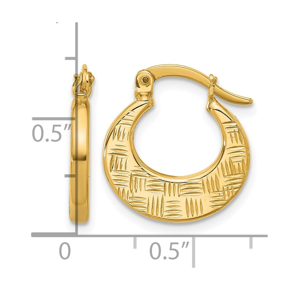 10K Yellow Gold Polished And Diamond Cut Fancy Hoop Earrings