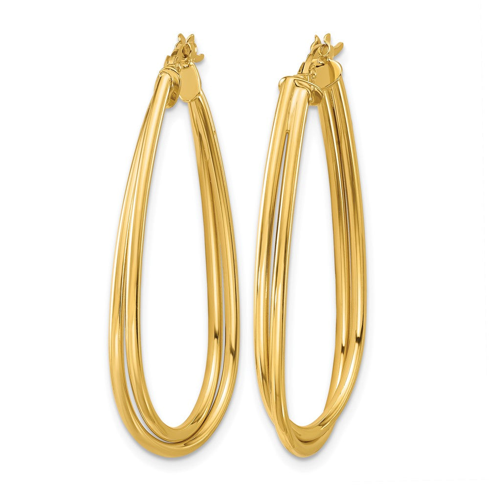 10K Yellow Gold Polished Twist Teardrop Hoop Earrings