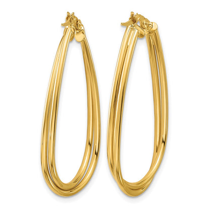10K Yellow Gold Polished Twist Teardrop Hoop Earrings