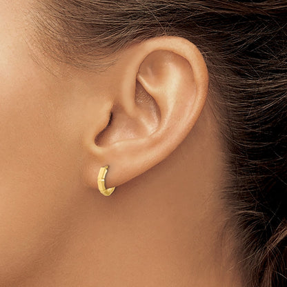 10K Yellow Gold Polished And Diamond Cut Huggie Hoop Earrings