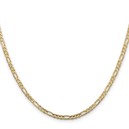 18 Inch 10K Yellow Gold 3mm Concave Figaro Chain Necklace