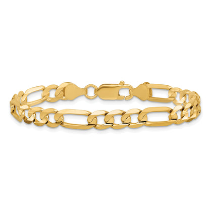 9 Inch 10K Yellow Gold 6mm Concave Open Figaro Chain Bracelet