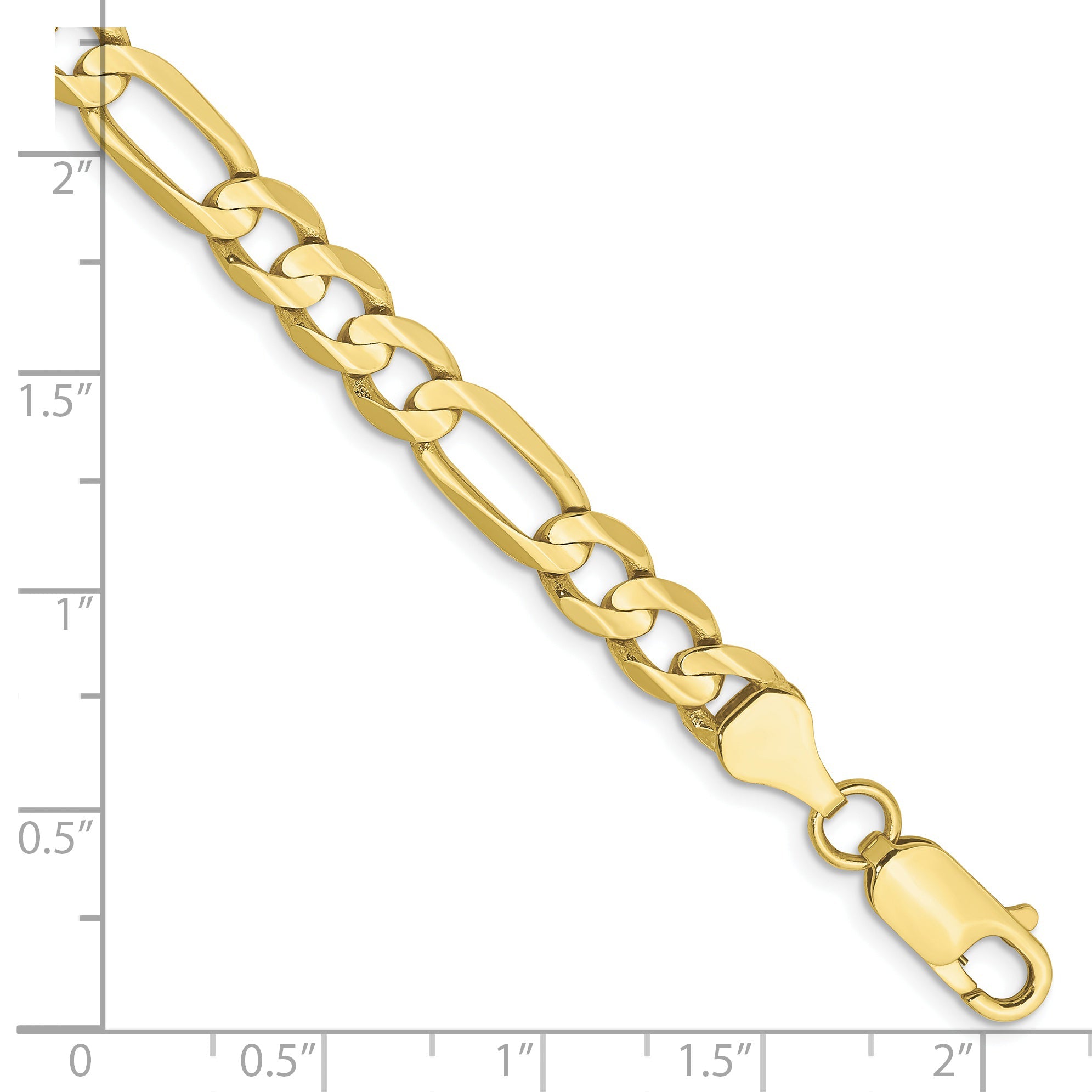 9 Inch 10K Yellow Gold 6mm Concave Open Figaro Chain Bracelet