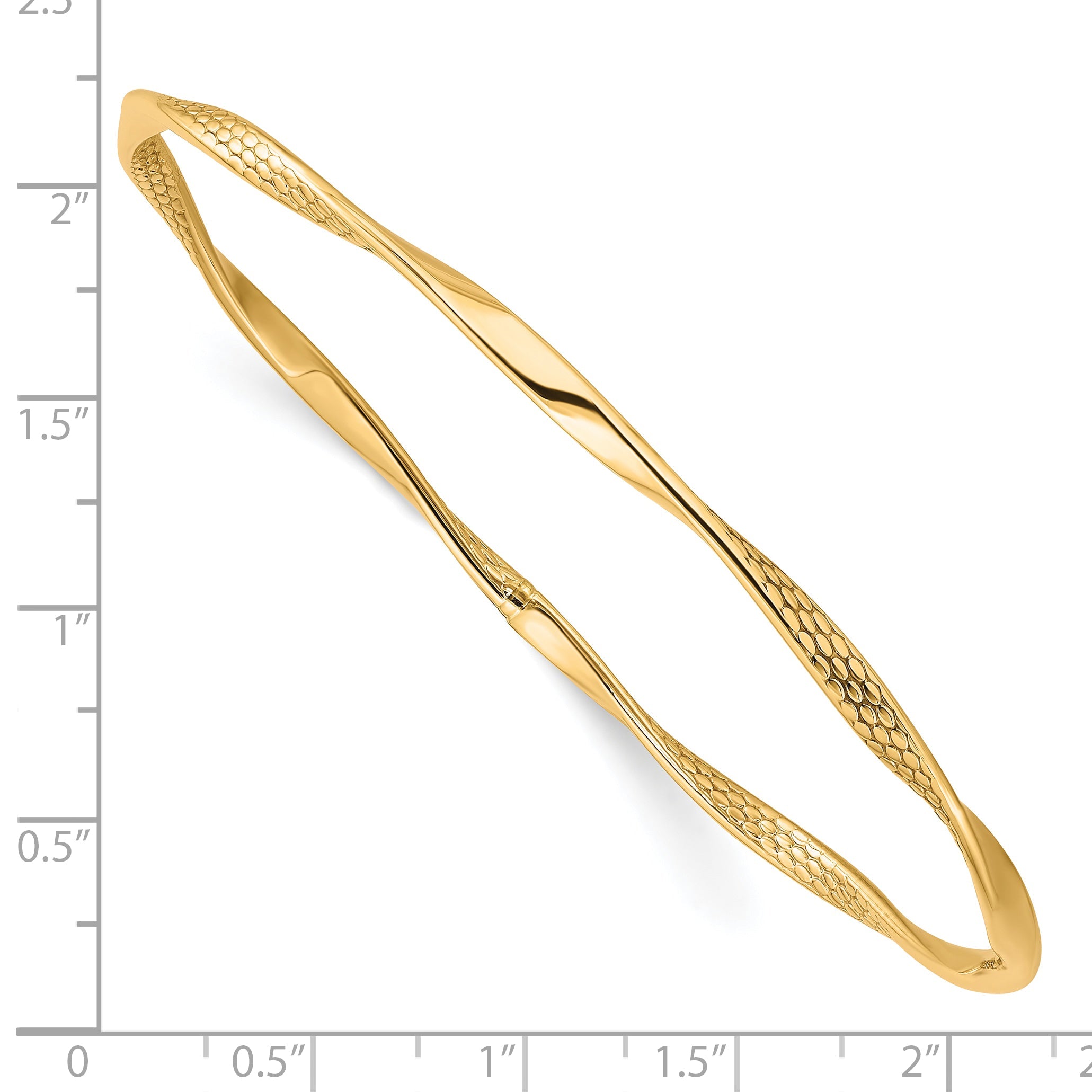 10K Yellow Gold Polished Textured Twisted Bangle