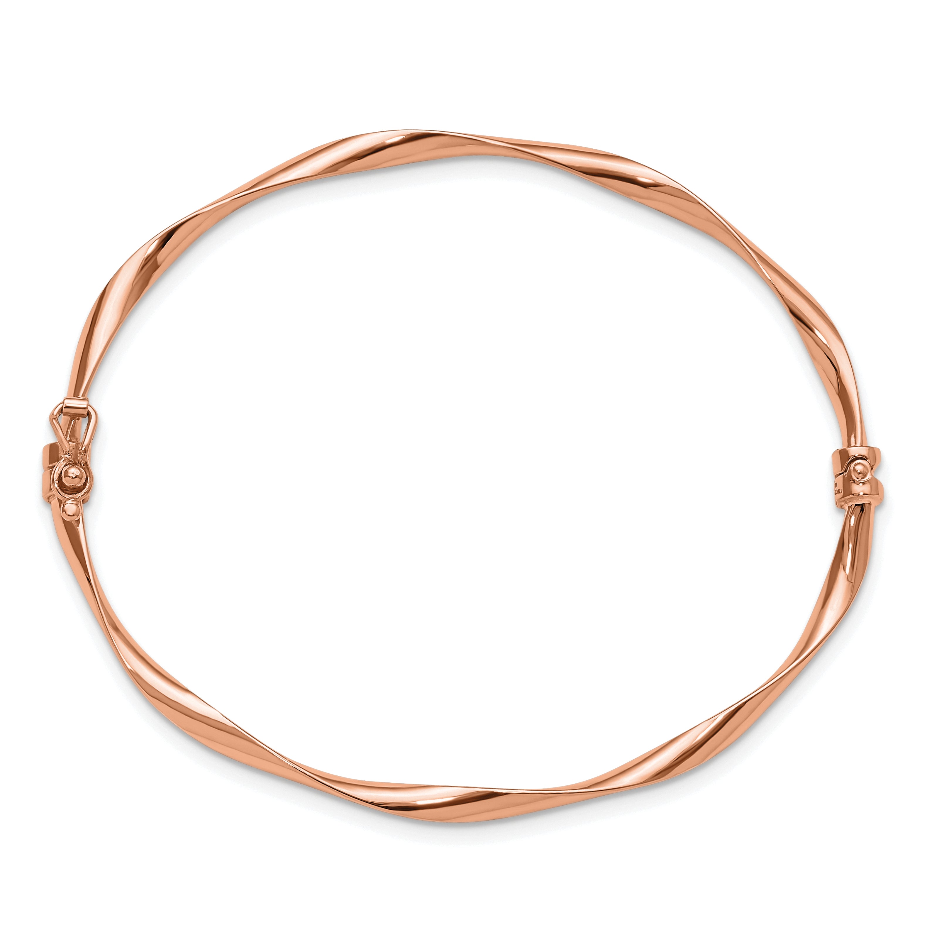 10K Rose Gold Polished Hinged Bangle