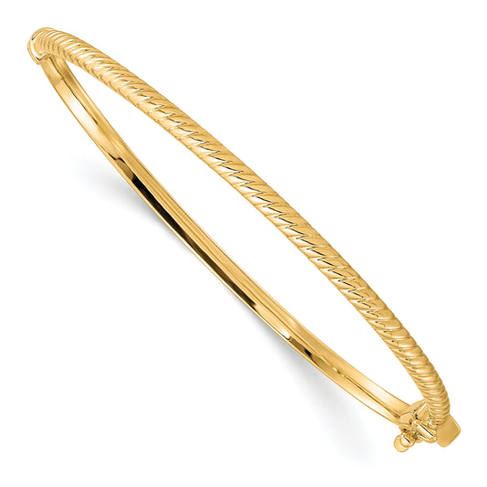10K Yellow Gold Polished Textured Bangle
