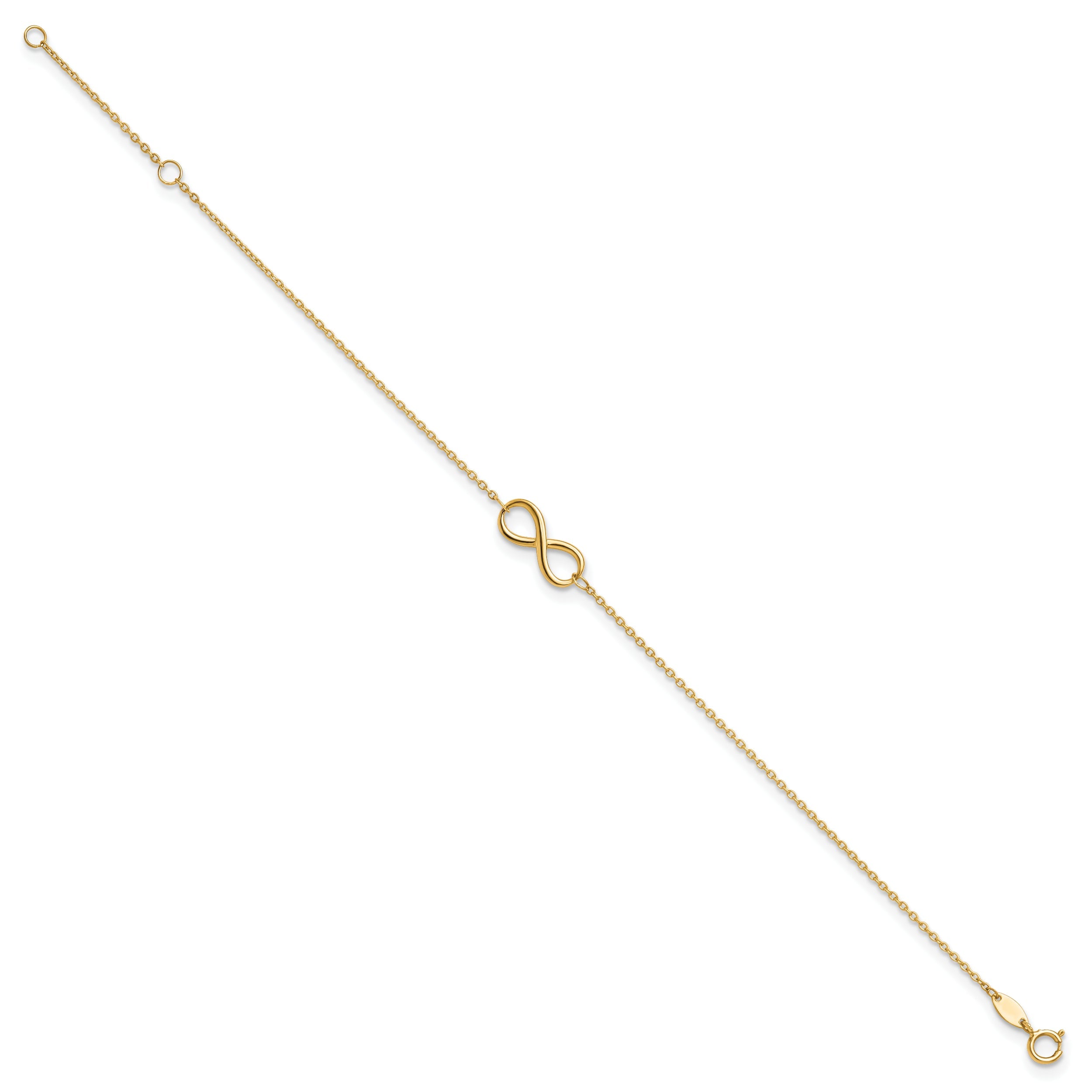 10K Yellow Gold Polished Infinity With 1In Ext. Bracelet
