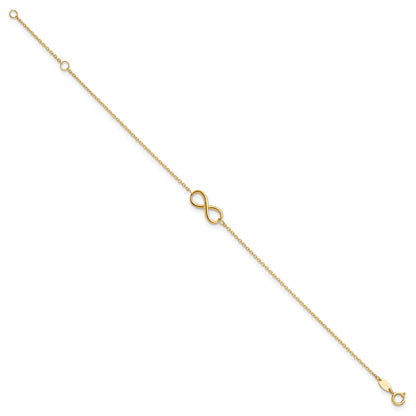 10K Yellow Gold Polished Infinity With 1In Ext. Bracelet