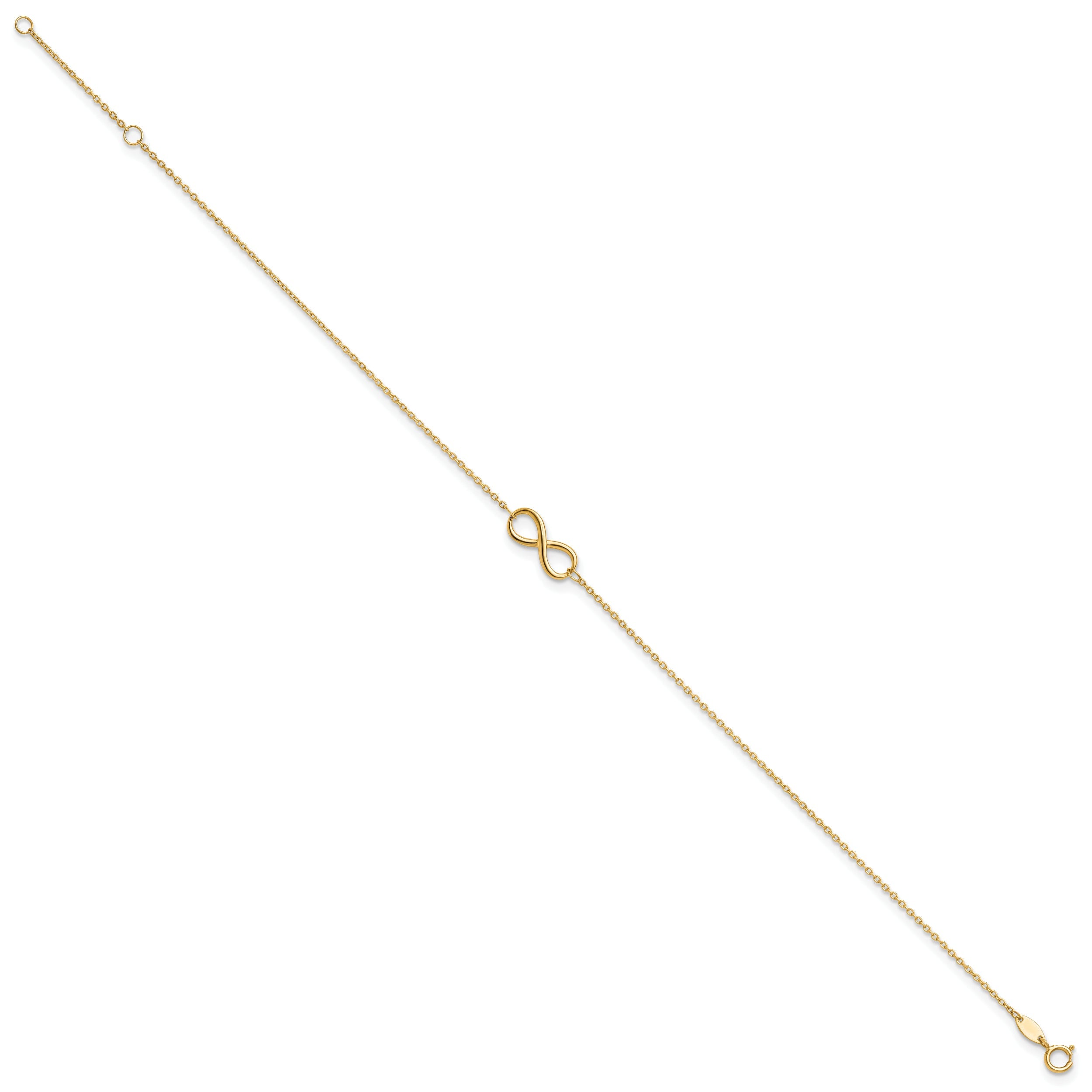 10K Yellow Gold Polished Infinity With 1In Ext. Anklet