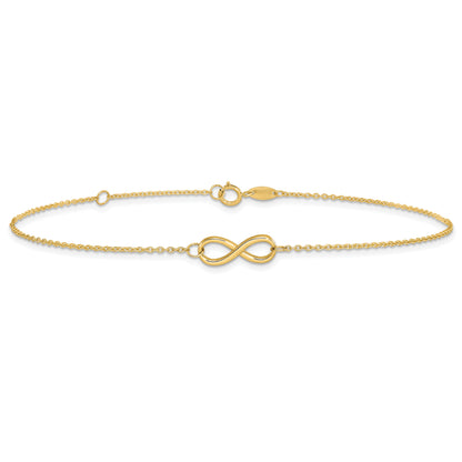 10K Yellow Gold Polished Infinity With 1In Ext. Anklet