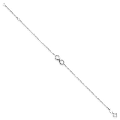 10K White Gold Polished Infinity With 1In Ext. Bracelet