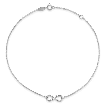 10K White Gold Polished Infinity With 1In Ext. Anklet