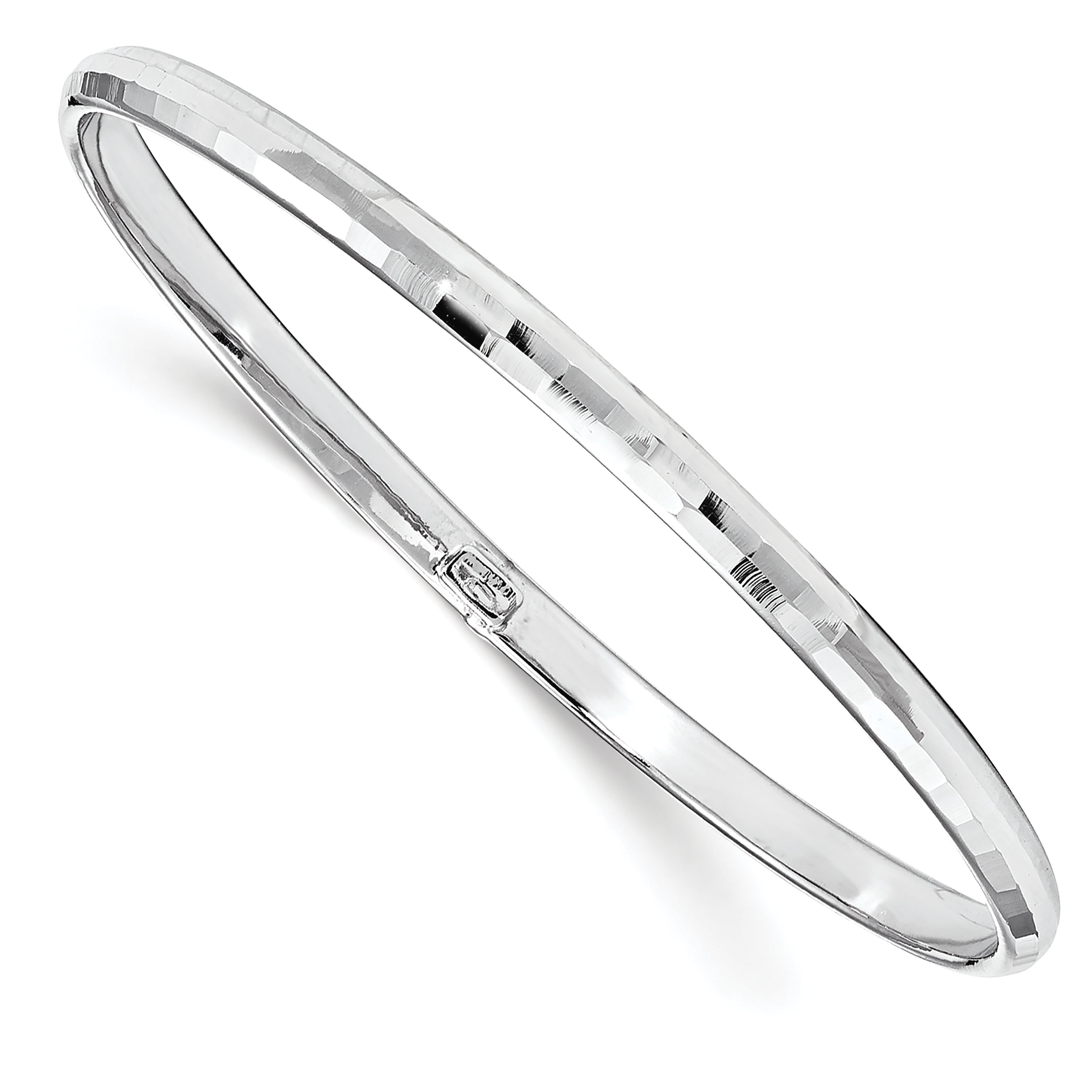 10K White Gold Polished Bangle