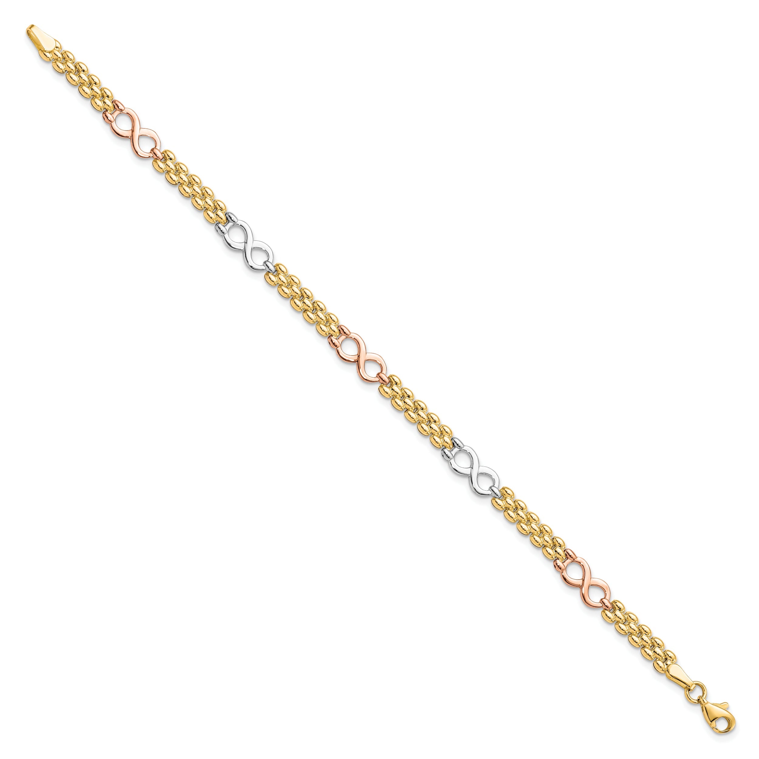 10K Tri Color Reversible Infinity Bracelet