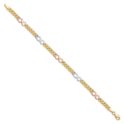 10K Tri Color Reversible Infinity Bracelet