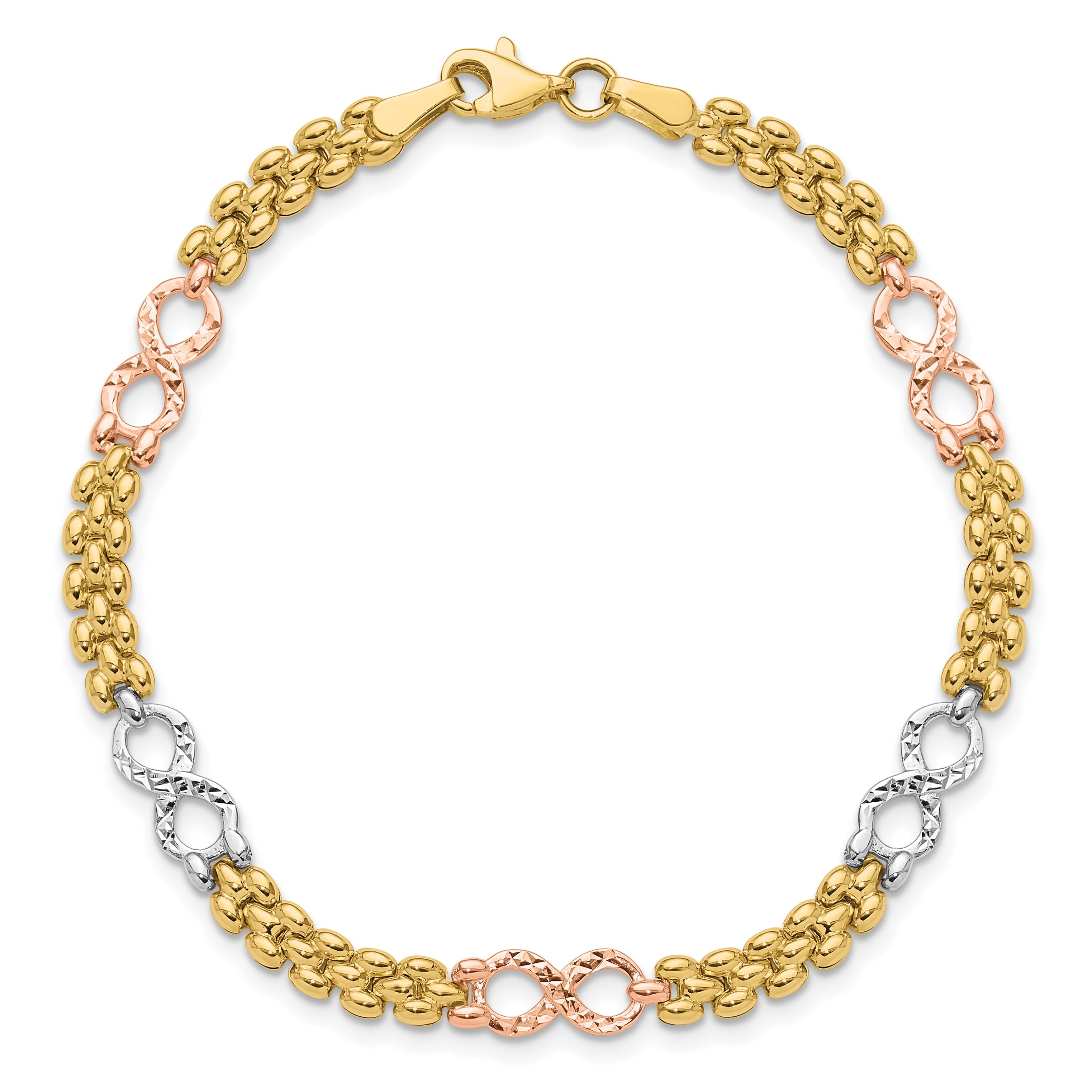 10K Tri Color Reversible Infinity Bracelet