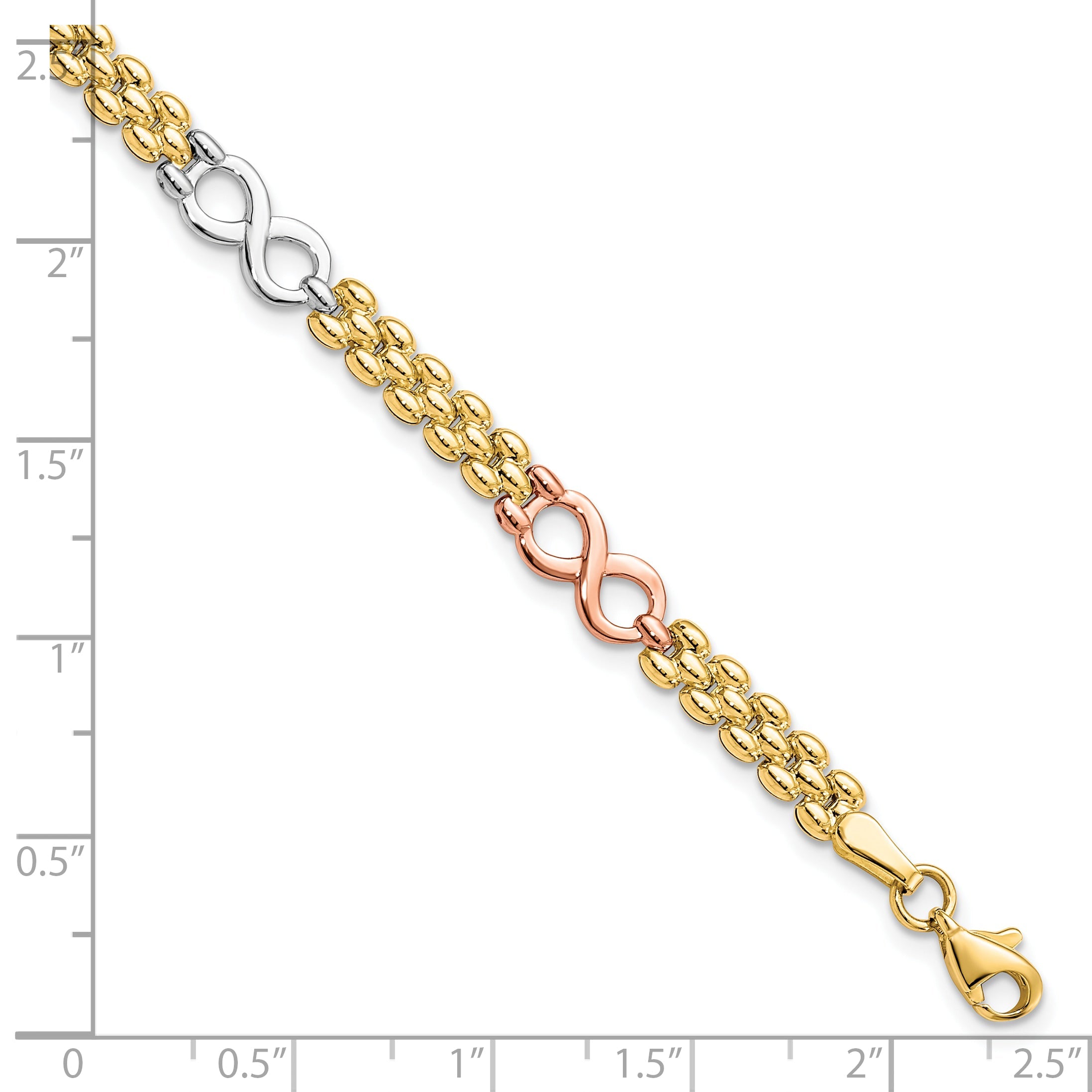 10K Tri Color Reversible Infinity Bracelet