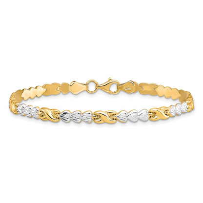 10K Yellow Rhodium D/C Infinity And Heart Bracelet